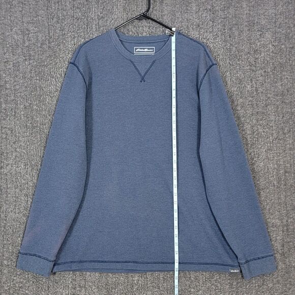 Eddie Bauer Shirt Mens XL Blue Quartz Trail Thermal Crew Neck Waffle Knit - Picture 4 of 13